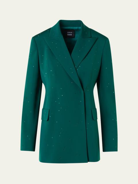 Nadine Swarovski Stars Double-Breasted Silk Crepe Jacket