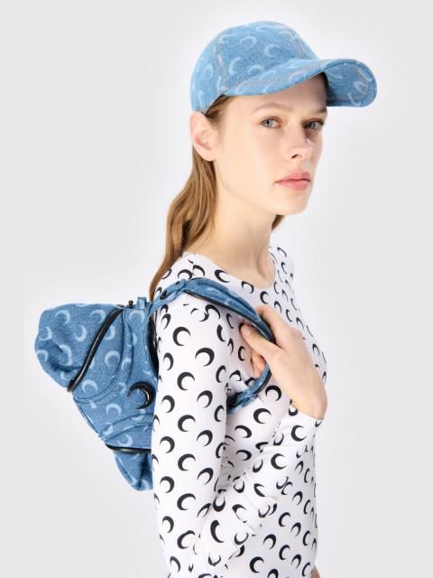 VIPセール【Marine Serre】Moon Laser Denim Futura Mini Bag Marine Serre denim handbag Moon Laser Denim Futura Mini blue