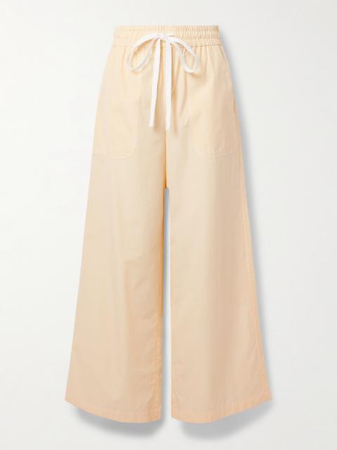 Main St. Striped Cotton-poplin Wide-leg Pants