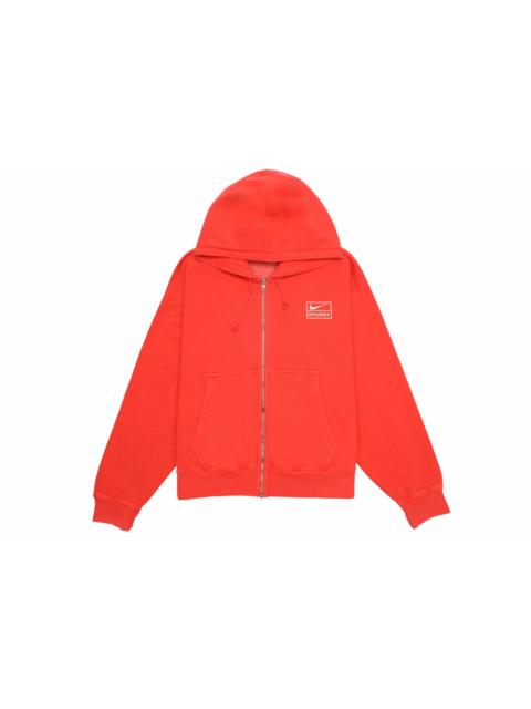 Stussy x Nike Pigment Dyed Fleece Zip Hoodie Habanero Red