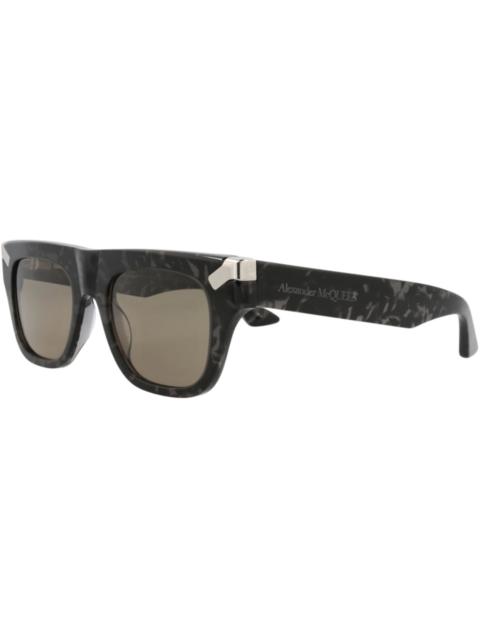 Alexander McQueen Square Rectangle Sunglasses Havana Havana Brown (AM0441S-30015179-003)