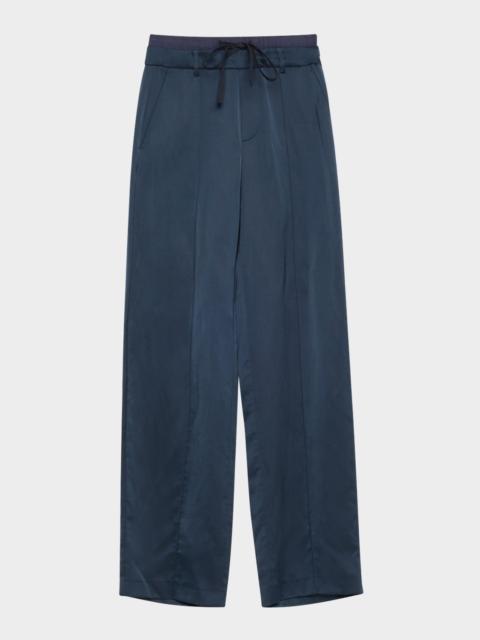 Mid-Rise Double Waistband Pants