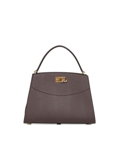 Gancio-clasp hammered calfskin tote bag