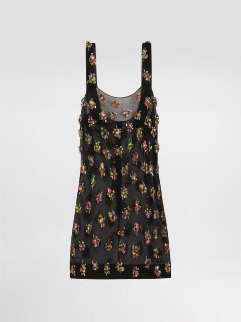 Organza dress with embroidery