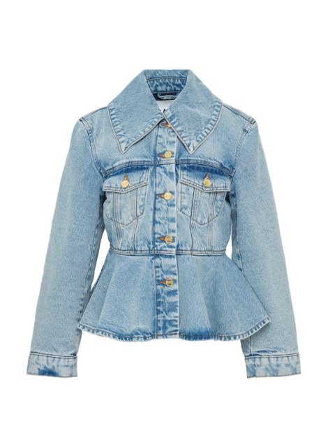 Rigid Denim Padded Peplum Jacket