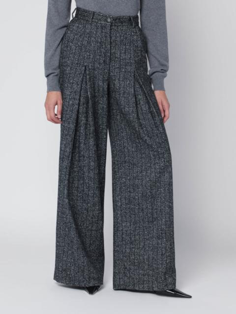 Wide dark grey striped trousers