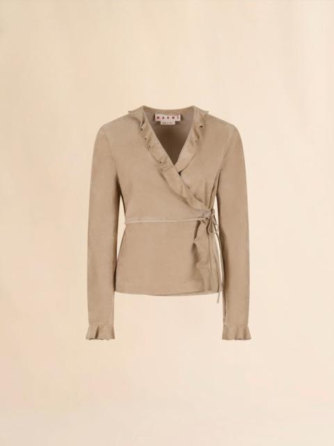 BROWN SUEDE ROBE JACKET