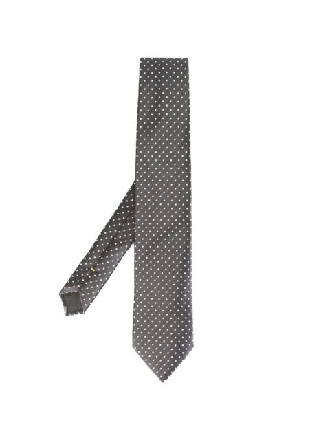 polka-dot print silk tie