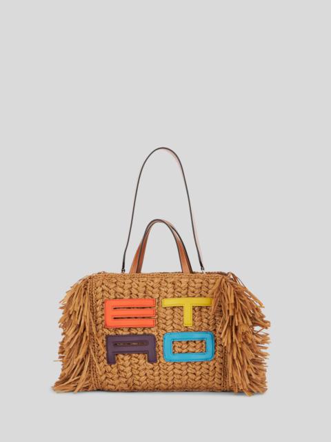 MEDIUM FRINGED RAFFIA SHOPPING BAG