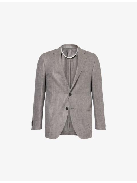 Herringbone Notch-Lapel Linen-And-Wool Jacket