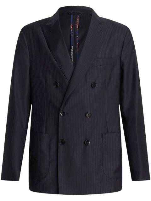pinstripe-pattern double-breasted blazer