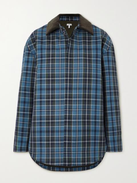 Cotton Corduroy-trimmed Checked Wool-blend Padded Jacket