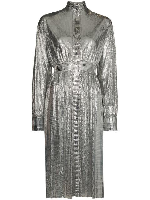 high neck sequin mesh dress