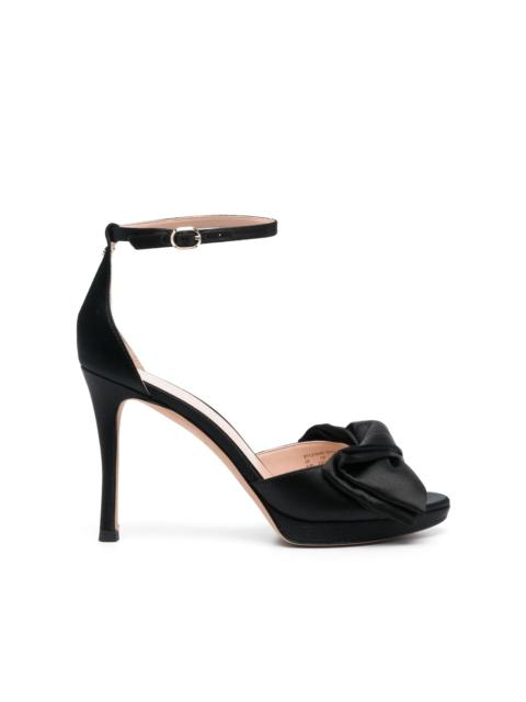 100mm bow-detail satin sandals