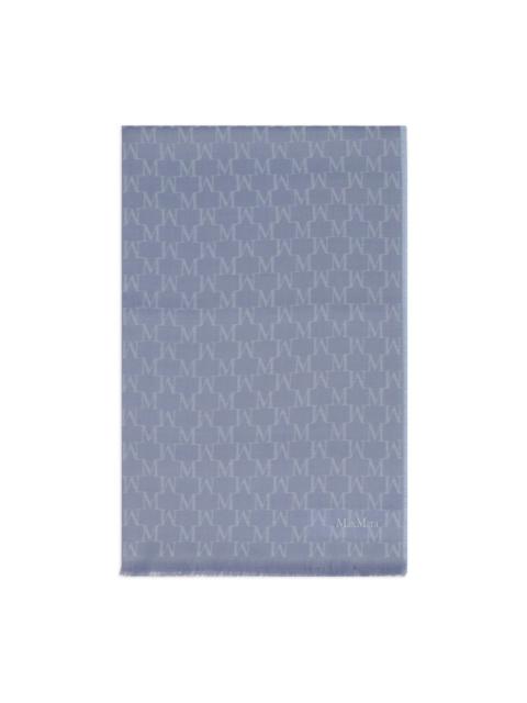monogram-jacquard wool scarf