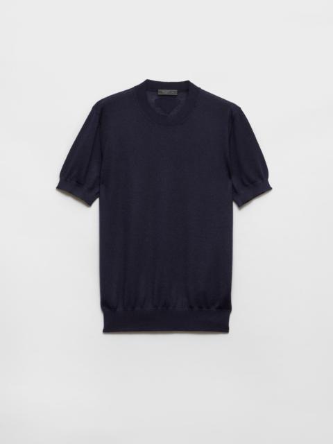 Short-sleeved cashmere and silk sweater