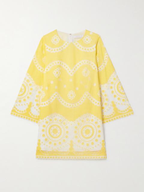 Stevie Cotton-blend Poplin And Guipure Lace Mini Dress