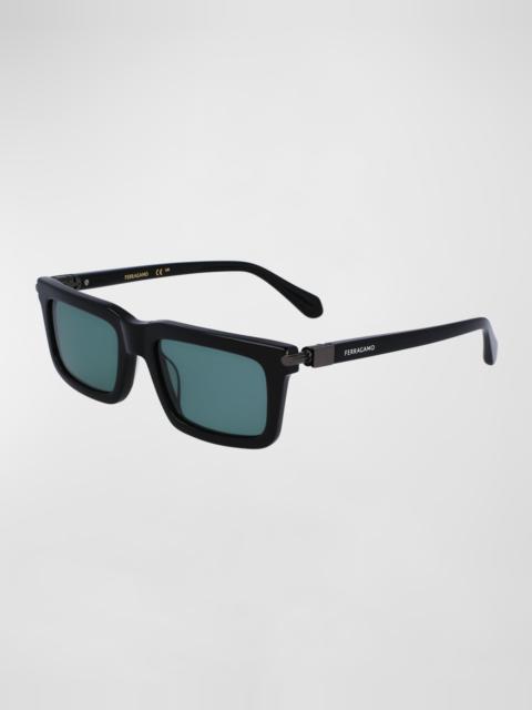 Men's Prisma Modified Acetate Rectangle Sunglasses, 53mm