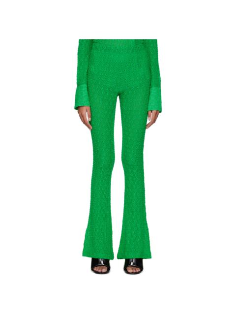 Green Slim Flared Trousers