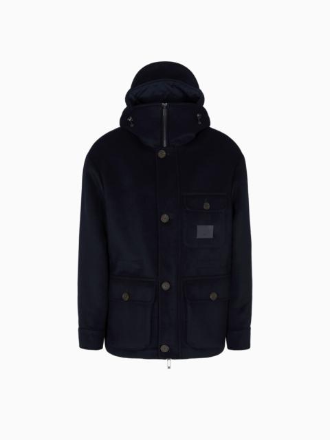 HOODED BLOUSON IN WOOL CLOTH