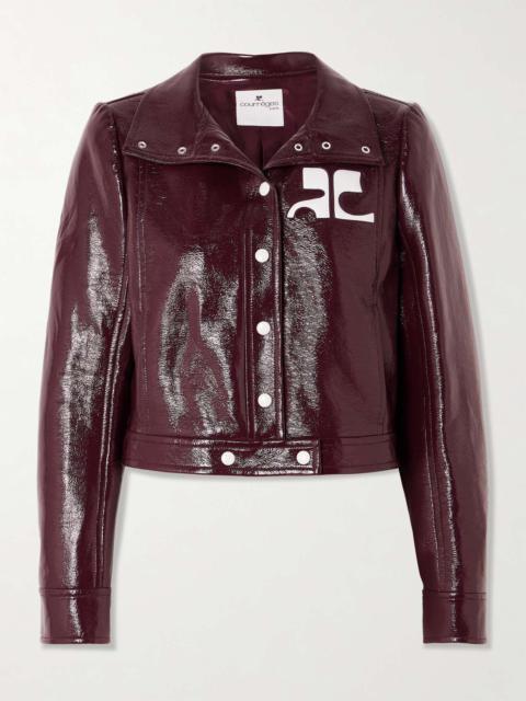 Reedition appliquéd coated cotton-blend jacket Burgundy