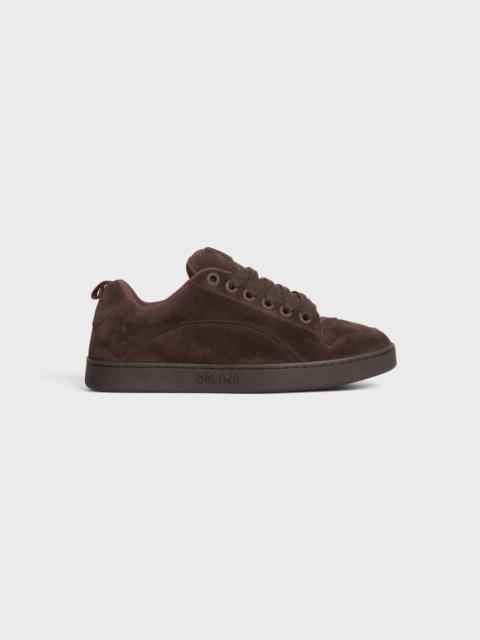 CELINE HUNTINGTON LOW LACE-UP SNEAKER IN SUEDE CALFSKIN AND MESH
