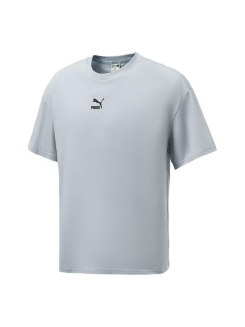 PUMA Sports Running Training Gym Breathable Round Neck Short Sleeve Light Blue 533100-61