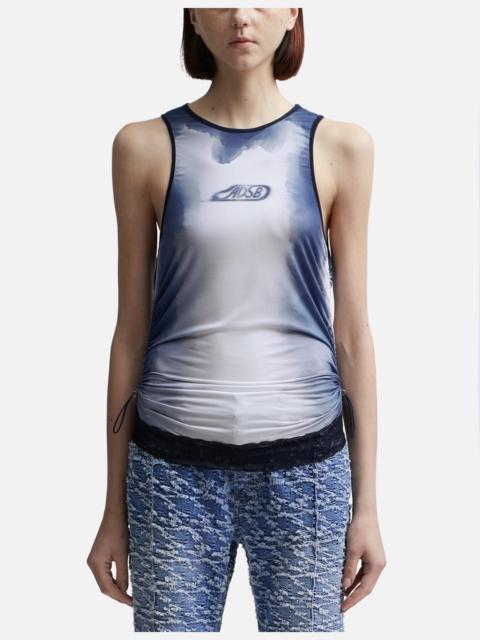 LISA WATERCOLOUR SPRAYED LOGO SHIRRING TOP