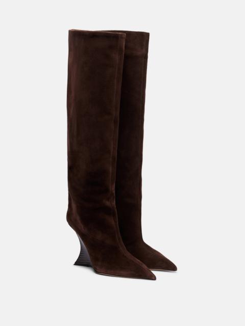 Nina suede knee-high wedge boots