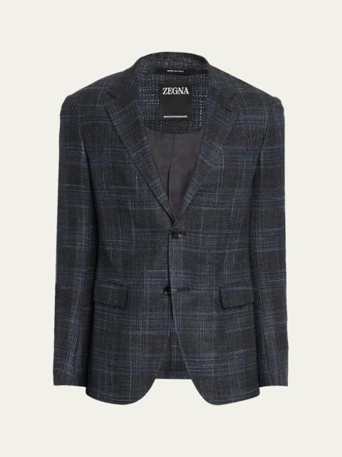 Men's Winter Crossover Check Single-Breasted Sport Coat
