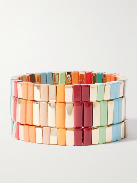 The Bright By Nature Set Of Three Gold-tone Enamel Bracelets