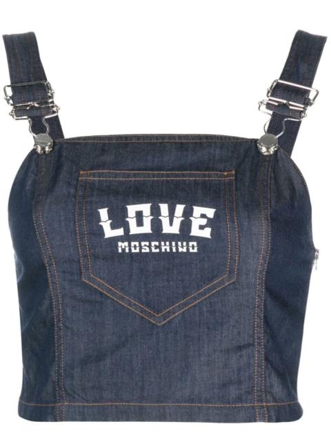 logo-print denim top