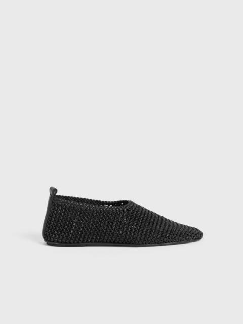 Woven leather ballerinas black