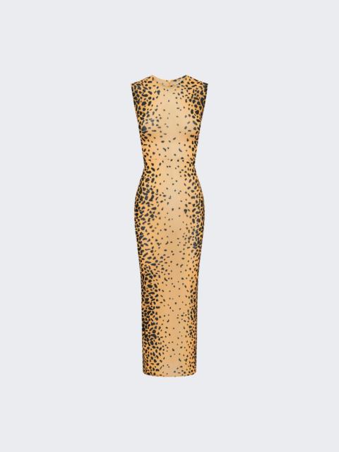 Sleeveless Dress In Stretch Mesh Cheetah