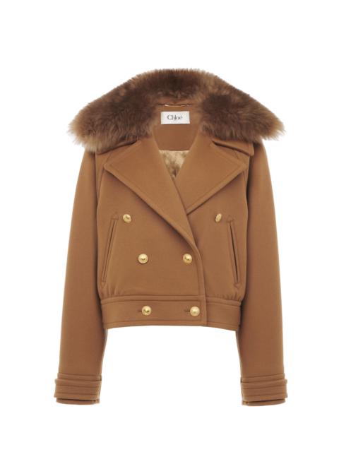 SHORT BOXY DOUBLE-BREASTED COAT IN SOFT WOOL