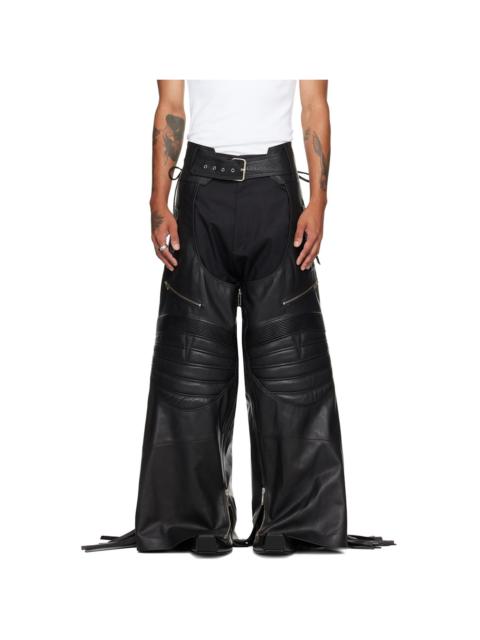 LU'U DAN Black Hell-Fire Leather Chaps | REVERSIBLE