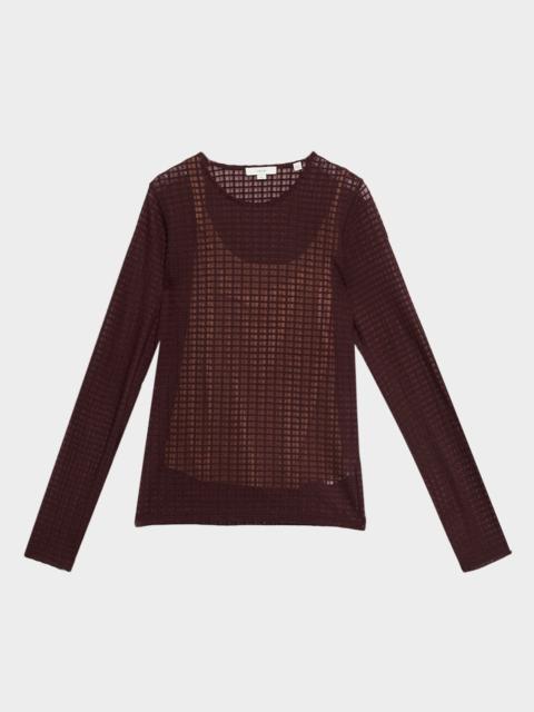Shadow Grid Long-Sleeve Top