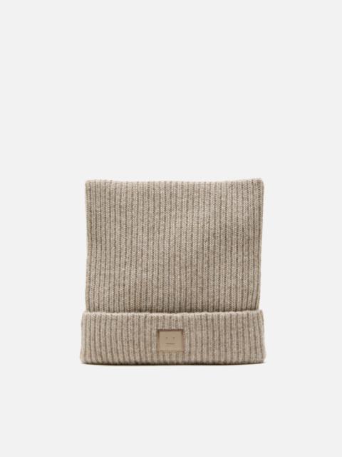Face logo square beanie - Yak - Greige melange