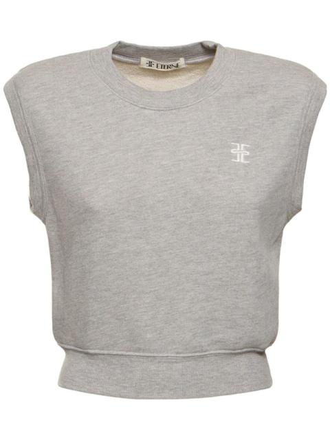 Sleeveless crewneck jersey top