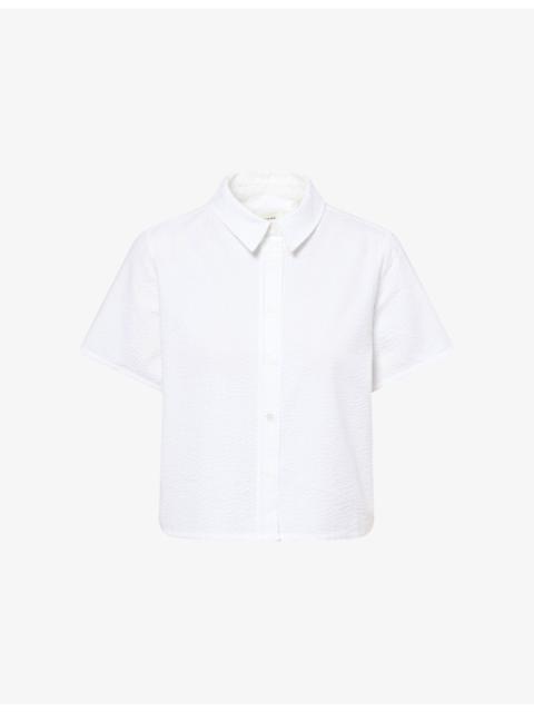 Boxy-Fit Pointed-Collar Cotton-Seersucker Shirt