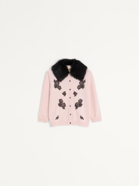 CARDIGAN WITH SHEARLING COLLAR