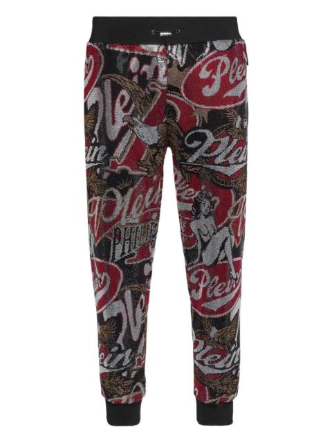 Plein Beer Stones rhinestone-embellished logo track pants