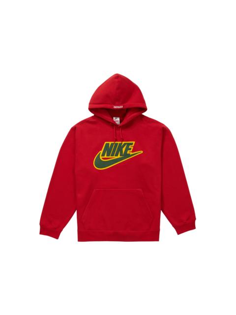 Supreme Nike Leather Applique Hooded Sweatshirt Red