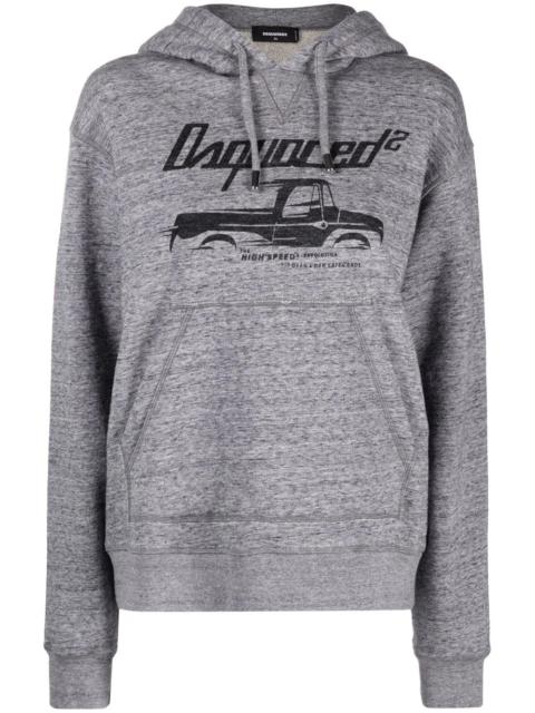 truck-print hoodie