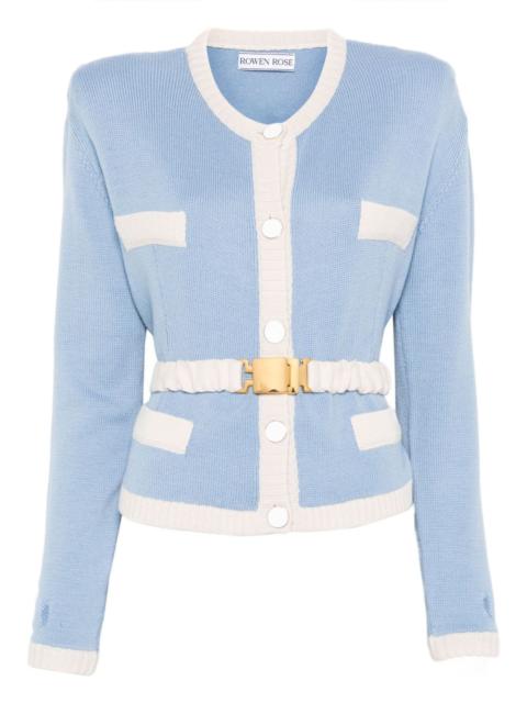 two-tone belted cardigan