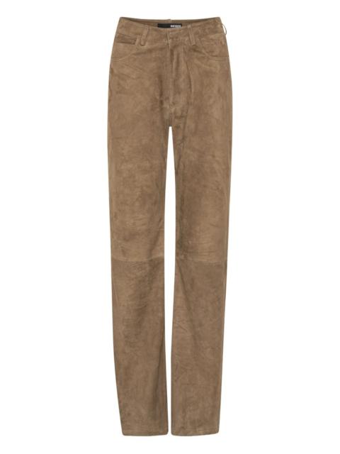 straight suede trousers