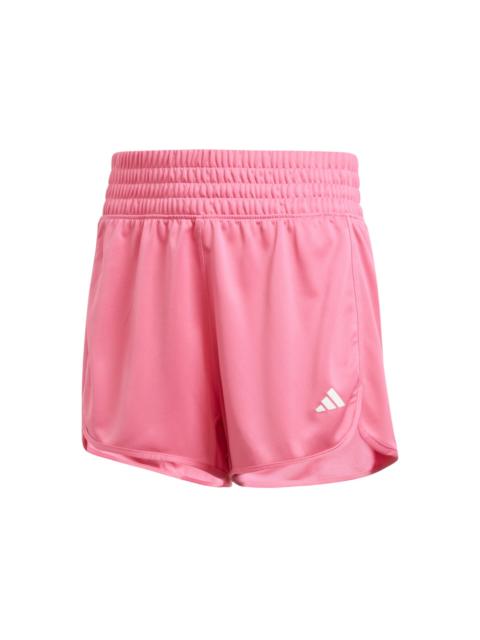 adidas Women's Pacer Essentials Knit High-Rise Shorts Pink Fusion/White