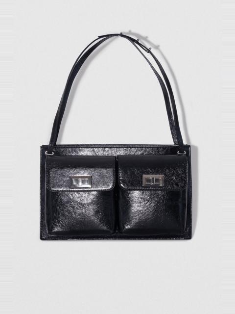 Billy Tote Black Creased Leather Shoulder Bag