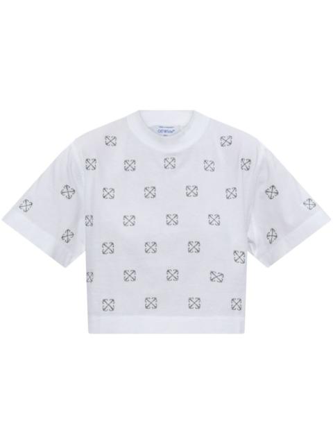 monogram-embroidered cropped t-shirt