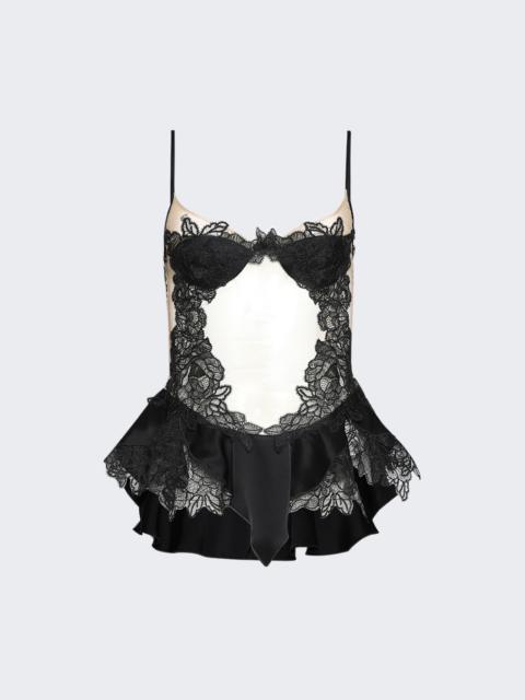 Lace Peplum Detail Lingerie Top Black